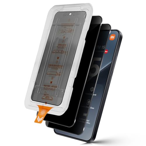 Locofun Sichtschutz für Xiaomi 15 für Panzerglas 2 Stück Sichtschutzfolie 9H Härte Anti Spy Panzer Schutz Glas Anti-Kratzer Einfache Installation Privacy Displayschutz
