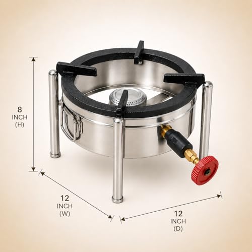 Image of 12x12 Inch Catering Burner Heavy Duty Commercial LPG Gas Stove Stainless Steel Cooktop for Hotel Restaurant Catering Kitchen