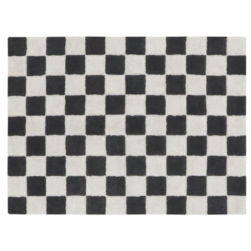 Lorena Canals Alfombra a cuadros gris oscuro y beige 120 x 160 cm