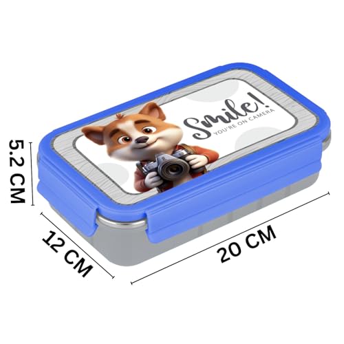 Image of Aliensware 4D Bento Kids Lunch Box with 2 Compartment, Microwave-Safe BPA Free Advance Coating Stainless Steel Kids Lunch Box, Food Grade Tiffin Box for School, College, Picnic, office-500ml(MB03-BLU)