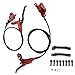 equlup Mountain Bike Hydraulic Disc Brake Set, 4 Piston Front Rear Brake with Screw and Olive Head, Oil Needle, Mounting Column for Most Bikes (Red)
