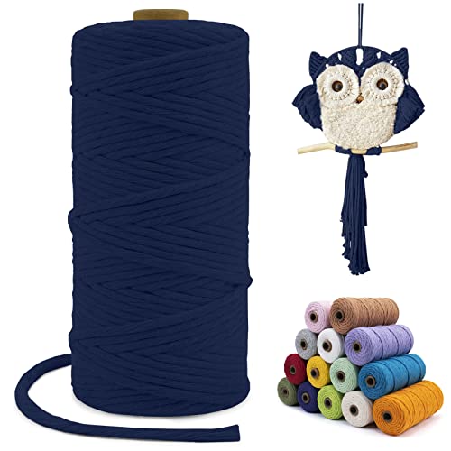 LEREATI Macrame Cord 3mm x 100m, Single Strand Thick Macrame Rope Yarn Natural Cotton Cord
