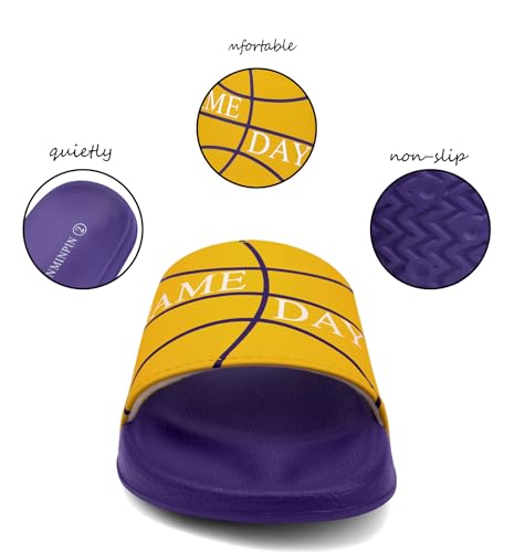 Image of INMINPIN Kids Boys Girls Ball Sprots Slides Sandals Ultra Comfortable Beach Pool Shower Shoes House Slide Indoor Outdoor for Sports Fan