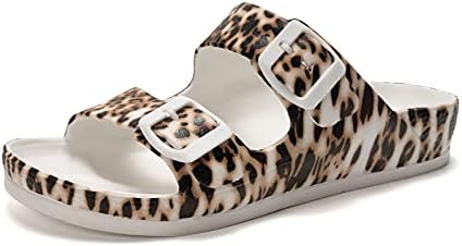 FUNKYMONKEY EVA Flip Flops Waterproof Adjustable Thong Sandals for Mens and Womens (7 M US, Leopard Printing)