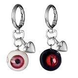 2Pcs Goth Keychain Horror Eyeball Bag Charms Halloween Accessories Gothic Heart keychain Key Ring Funny Decor Cool Purse Charms for Men Women
