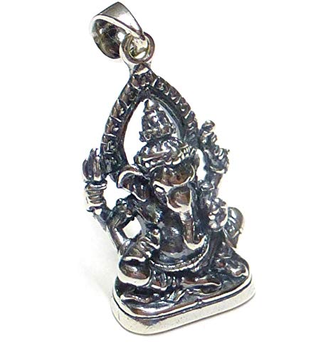 Preisvergleich Produktbild Anhänger Silber, Motivanhänger Ganesha, aus 925% Sterling Silber gearbeitet, Geschenk, Schmuck, Freundschaft, Glücksbringer, Unisex