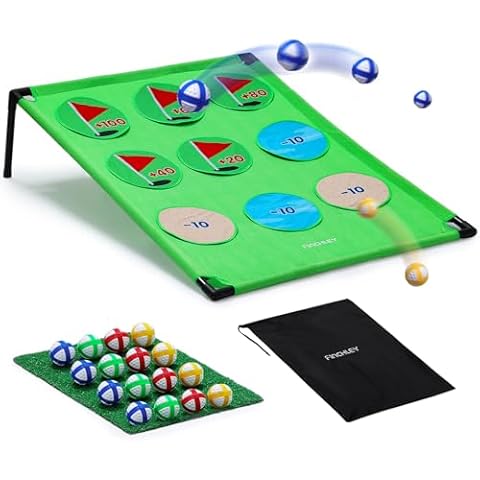 Finchley Golf Chipping Game Set | Includes 16 Balls, 9-Hole Target Board, Putting Mat & Carrying Bag | Casual Home Golf Game for Golfers | Golf Gifts for Men Women Cover
