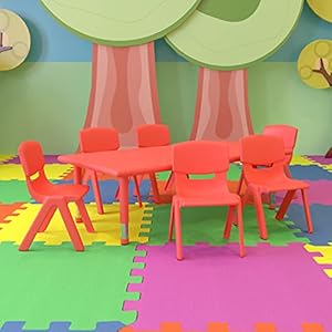 Flash furniture rectangular activity table set 24w x 48d x 1450 2375h red  urban country home decor
