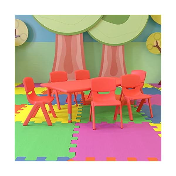 Flash furniture rectangular activity table set 24w x 48d x 1450 2375h red  urban country home decor