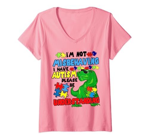 Donna Maglietta per bambini autismo I have Autism Dino Boy Toddler Maglietta con Collo a V