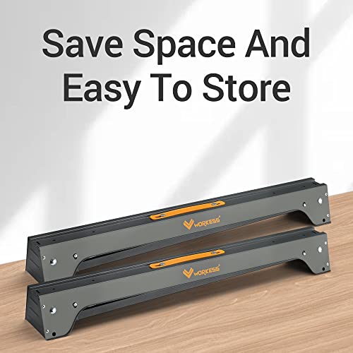 Image of WORKESS Saw Horses 2 Pack, Heavy Duty Folding Portable Saw Horses Table 2200 Lbs Load Capacity with 2x4 Support Legs, Fast Open Legs and Easy Grip Handle for Woodworking.
