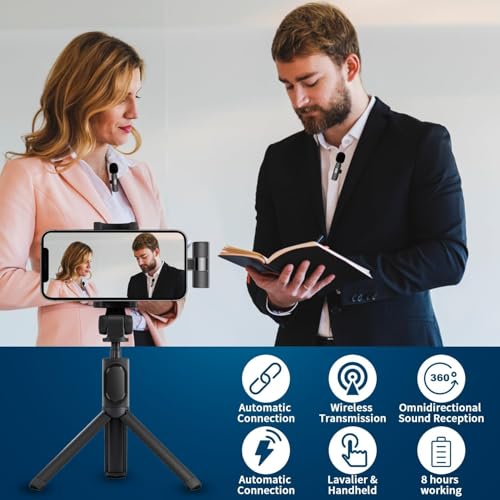 Image of Omnidirectional K9 Dual Wireless Lavalier Microphone for Android /iPhone 3 in 1 Collar Mic with USB-C & Lightning Plug | Mini Portable Bluetooth Speaker with Microphone