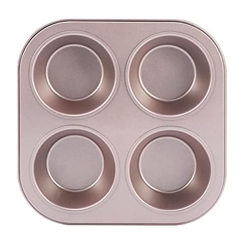 4 Cup Muffin Pan Baking Tray- Non-Stick Cupcake Tin Mold - Carbon Steel Cake Mould For Home, Cafe Bar and Restaurant(champagne) Cover