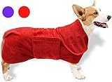GZDDG Dog Bathrobe Towel, Pet Drying Moisture Absorbing Bath Robe, Adjustable Microfibre Dog...
