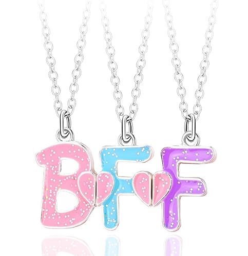 Best Friend Necklace Friendship Necklace Gifts Magnetic Matching BFF Necklace for 3 Girls