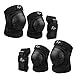 SPEEDSPORTING Knieschoner Set Kinder&Erwachsene Schützerset 6 in 1 Protektoren Set Knieschützerset Ellenbogenschützer Handgelenkschoner Skaten Rollerblading Radfahren Skateboard (Schwarz, L)