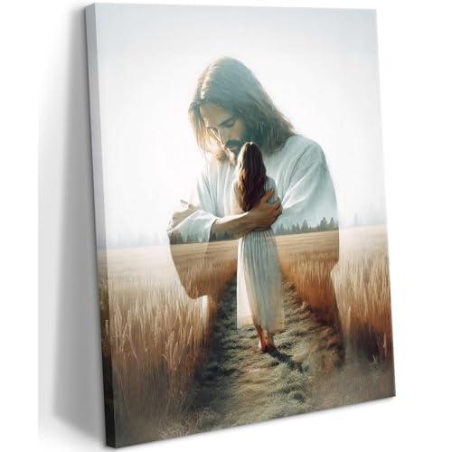Jesus Hugging Woman Canvas Wall Art Jesus And Girl Painting picture Wall Decor religion Christian Healing Embrace Bible Stories Poster Print Artwork for Church LDS bedroom Living Decor 8x10in Canvas