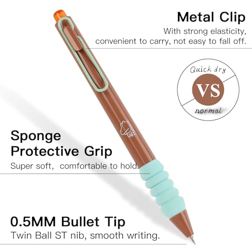 Gel Pens Black Ink Pens with Super Soft Grip 0.5mm Fine Point Smooth Writing Retractable Cute Pens (8-count)