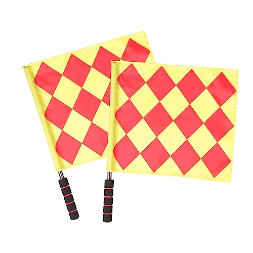 GOOHOCHY Commanding Referee Flag 2pcs Handheld Flags Metal Pole Foam for Racing Conducting Sports Games