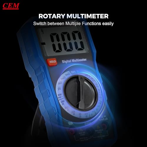 Image of CEM DT-923B 2000 Counts Compact Digital Multimeter, Diode Check, Continuity Test