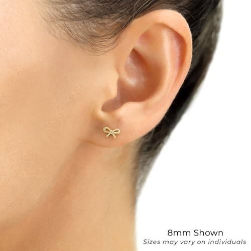 14k Solid Gold Ribbon Bow Stud Earrings with Secure Screw-backs3