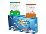 Wiiperm 2 Pieces Water Handheld Games for Kids Fish Ring Toss & Basketball Retro Mini Orange Toy Water Ring Toss Handheld Game Car Travel Toy Games Console Pocket Games for Kids Holiday Present