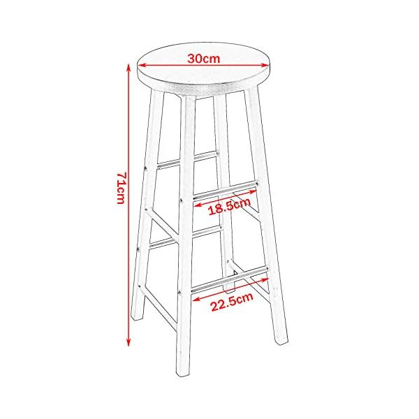 WOLTU Kitchen Bar Table Counter and 2 Stools Set Breakfast Dining Table Coffee Table Metal Legs with Footrest for Kitchen Dining Room Conservatory Patio BT17+BH130-2 - Image 9