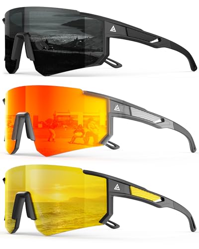 Image of Polarized Sports Sunglasses for Men Women, UV400 Protection Mens Sunglasses Wrap Around Sun Glasses for Cycling Running