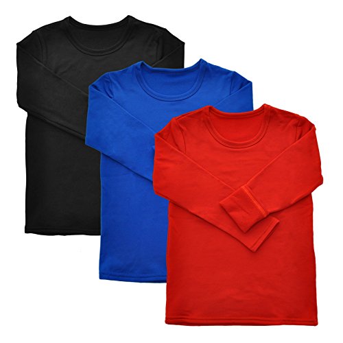 Angelina Kids Fleece Lined Crew-Neck Long Sleeves Thermal Top (3-Pack)2