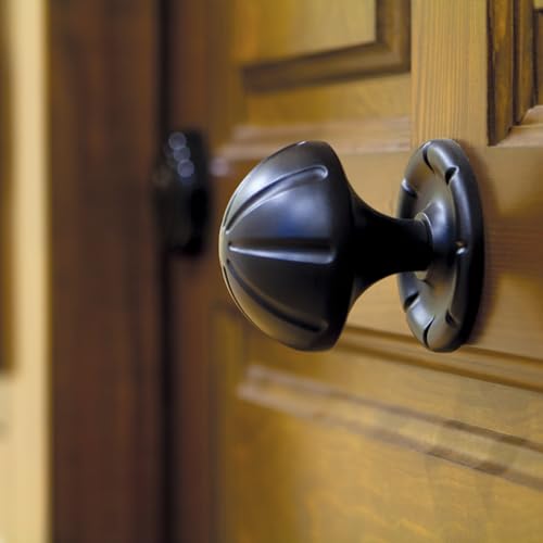 Amig - Runder Türknopf für Außeneingangstüren | Griff für die Haustür | Durchmesser des Griffs Ø70 mm | Zamak | Schwarz | Inklusive Schraube und Befestigungsmutter | Eleganter Türknauf in Schwarz