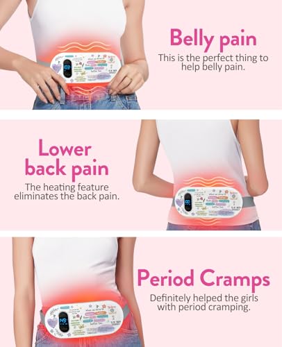 Image of Portable Heating Pad for Period Cramps: 6 Heat Levels and 6 Massage Modes | Cordless Electric 15s Fast Heating Large Belly Wrap Belt for Menstrual, Back Pain Relief - A Gift for Women Girls Her