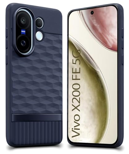 Image of WOW IMAGINE Back Cover for Vivo X200 FE 5G with Hexa Cube Design | Ultra Slim Soft Rubberised Case | Inner Velvet Fabric | Matte Silicone Flexible Mobile Case | Camera Protection - Blue