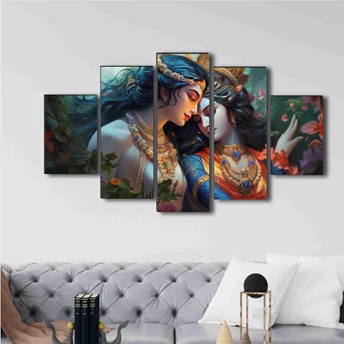 SAF Radha krishna Paintings for Living Room | Painting for Wall Decoration | 3D Wall Art for Bedroom | Radha krishna Religious Wall Painting Set of 5 (75 x 45 cms) SANFPNLS35490 (B0CVXH83V6) Amazon Price History, Amazon Price Tracker