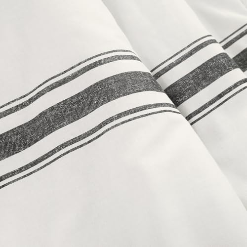 Image of Lush Decor Farmhouse Stripe Reversible Throw, Single, 50 inch W x 60 inch L, Black - Classic Modern Rustic Charm - Cozy Soft Single Pinstripe Print Blanket