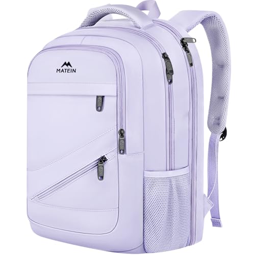 Image of MATEIN Extra Large Laptop Backpack for Women, 50 L TSA Carry On with Multiple Organized Pockets, Anti Theft Water Resistant Travel Laptop Backpack Fits 18.4 In Computer, Light Purple