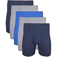 Gildan Men's Covered Waistband Boxer Briefs, Large, Mixed Royal, 5 Pack