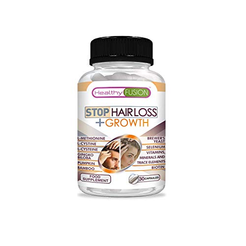 STOP HAIRLOSS + GROWTH  With L-Methionine, L-Cysteine, Brewers Yeast and Vitamins  Stimulates and boosts Hair growth  Stops Hair Loss and increases hair strength and density  30 capsules