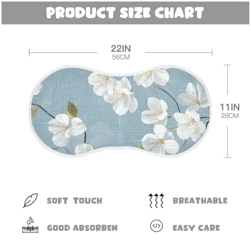Baby Burp Cloths, Soft Absorbent Burping Cloths for Babies, Cotton Milk Spit Up Rags, Large Size for Newborns, Baby Boys and Girls (White Cherry Blossom)4