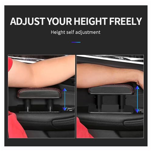 Image of Car Armrest Elbow Rest for Skoda Kylaq 2024 -,Leather Booster Pad Left Elbow Support Side Booster Pad Adjustable Armrest Car Interior Accessories,F