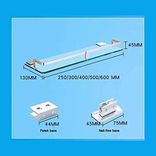 Estante de vidrio para baño sin espacio balda de cristal templado rectangular 6mm 3