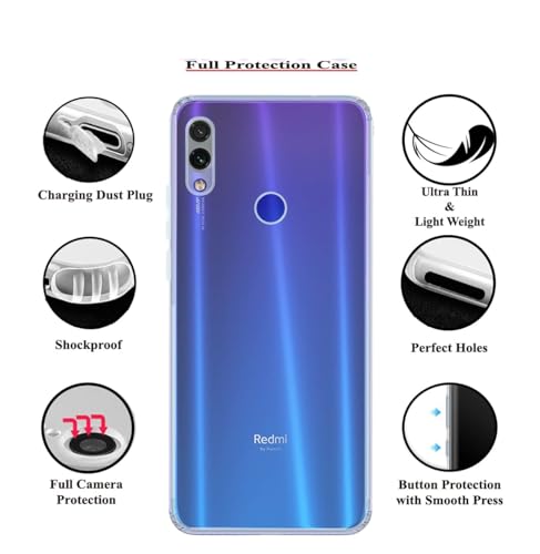 Image of COVERBLACK Soft Rubber Silicon Clear Back Cover Compatible Model for MI Redmi Note 7 - Transparent