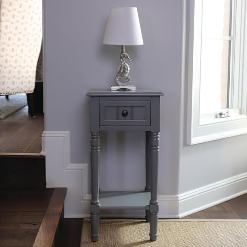 Image of Decor Therapy Accent Table with Storage, Traditional Style, Narrow End Table, Sturdy, Antique Navy, Wood - (28 inch x 14 inch x 14 inch)