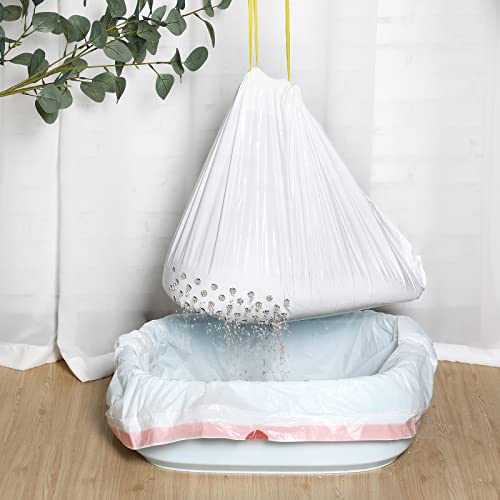 56 Count 31 X 18 Inch Sifting Cat Litter Bags Large Thick Cat Litter Box Liners With Holes Portable Thick Cat Litter Bags Drawstring Litter Box Liners For Pets Cats Litter Box Supplies #TOP6