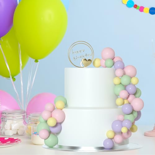 ASTARON 32 Stück Tortendeko Kugeln Cake Topper, Mini-Ballons Tortenaufleger für Hochzeit Party Babyparty Geburtstag Torte Dekorieren(Bunt)