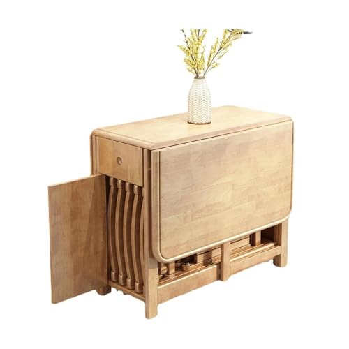 Juego de mesa de comedor plegable de madera maciza extensible con 4 sillas, ajustable con ruedas giratorias, ahorra espacio para la cocina