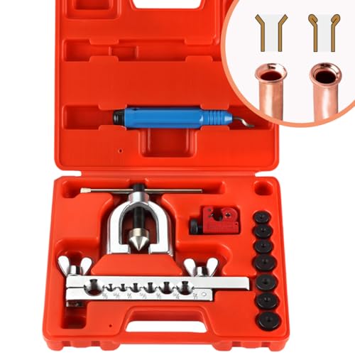 Wostore Double Flaring Tool Kit for 45&deg; Single Double Flares with 7 Adapters, Brake Flare Tool with...