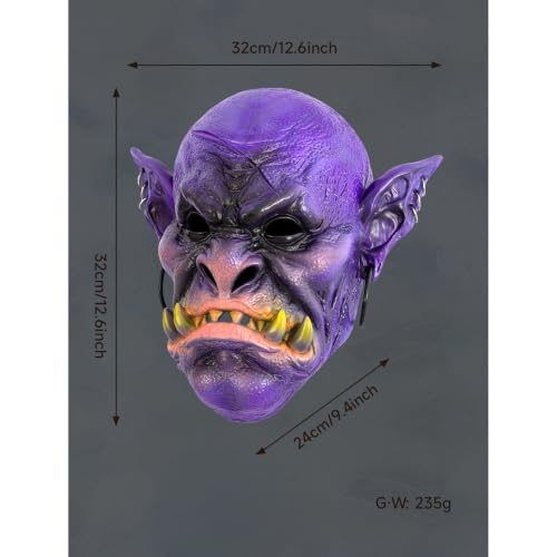 Purple Halloween Costume Mask 3D Ugly Funny Full Face Dress-Up Headpiece - image 5