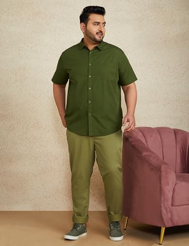 Image of Amazon Brand - Symbol Men's Cotton Shirt | Casual | Plain | Half Sleeve | Summer - Regular Fit (Available in Plus Sizes)