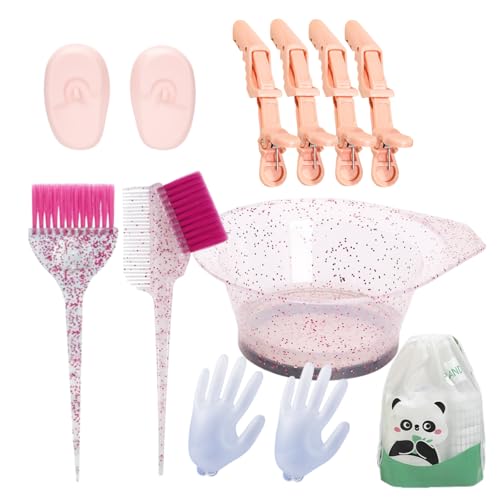 10PCS Professional Hair Dye Kit Salon Grade Coloring Tools Pink Color