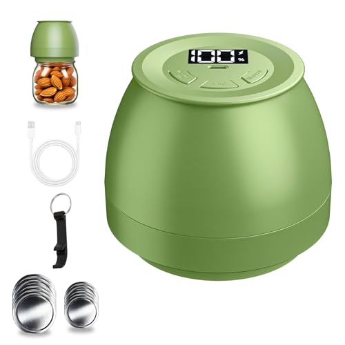 Image of FUTUREZEN Electric Mason Jar Vacuum Sealer for Regular /Wide Mouth, Green | automatic vacuum sealing, food preservation, bottle opener, USB-C cable, jar lids